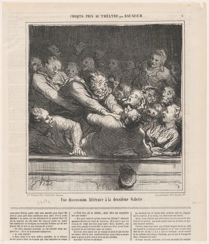A Literary Discussion in the Second Tier, from "Le Charivari" Wall Art by Honoré Daumier - High-Resolution Digital Print