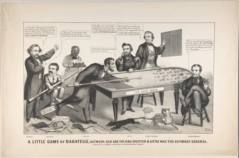 A Little Game of Bagatelle, Between Old Abe the Rail Splitter & Little Mac the Gunboat General Wall Art by John L. Magee - High-Resolution Digital Print