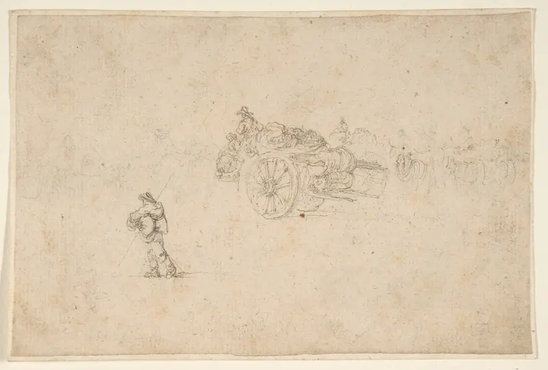 A Loaded Wagon and Several Human Figures. Wall Art by Stefano della Bella - High-Resolution Digital Print
