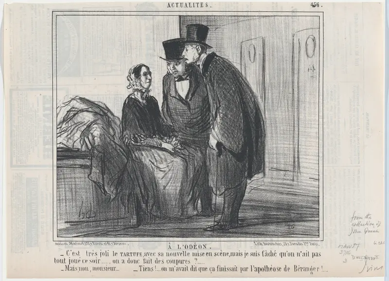 À L'Odéon, from Actualités, published in Le Charivari, November 17, 1857 Wall Art by Honoré Daumier - High-Resolution Digital Print