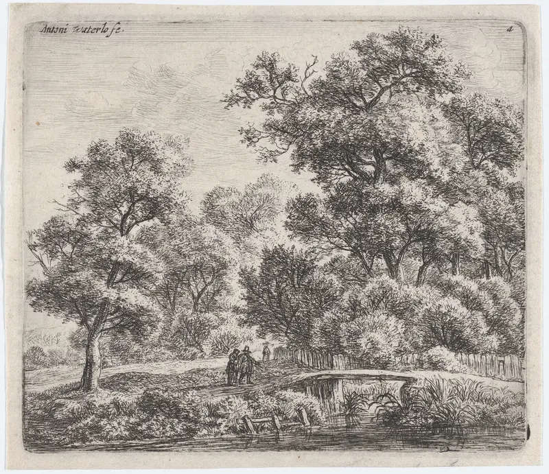 A Man and a Woman Near a Small Bridge (L'Homme et la Femme Près du Petit Pont) Wall Art by Anthonie Waterloo - High-Resolution Digital Print