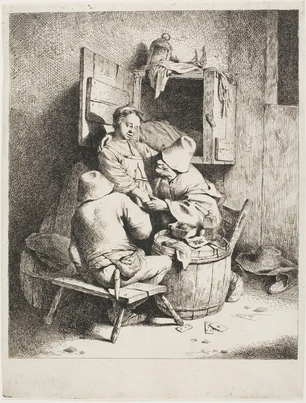A Man Caressing the Young Hostess Wall Art by Cornelis Pietersz. Bega - High-Resolution Digital Print