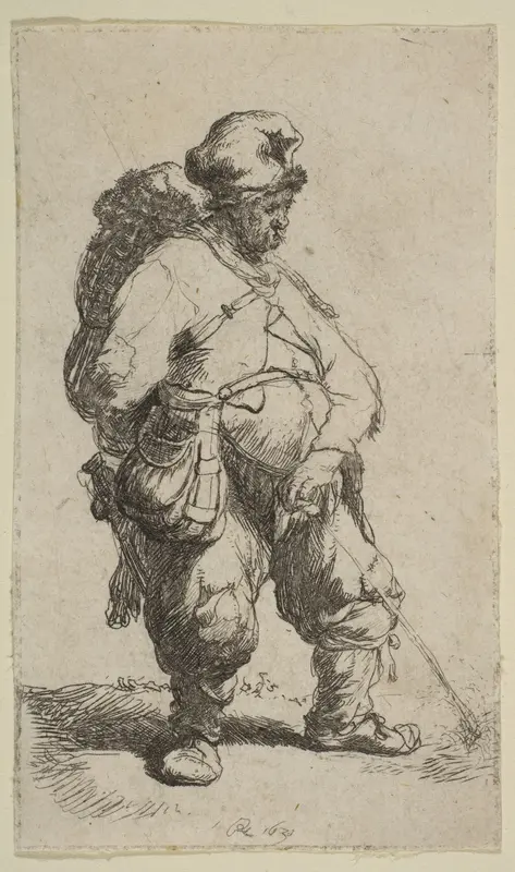 A Man Making Water Wall Art by Rembrandt (Rembrandt van Rijn) - High-Resolution Digital Print