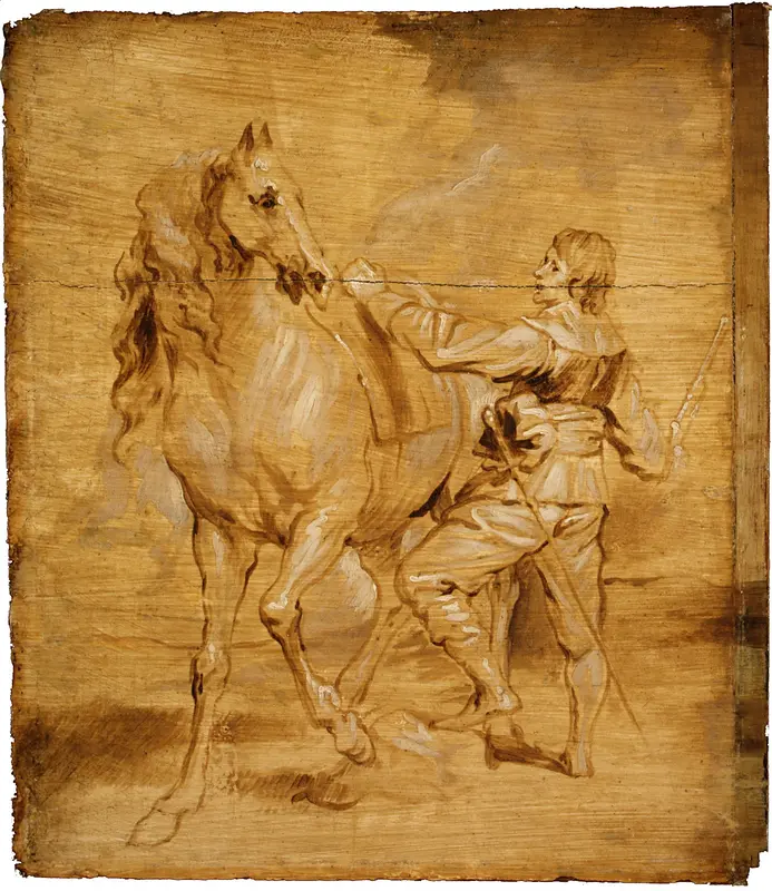 A Man Mounting a Horse Wall Art by Anthony van Dyck - High-Resolution Digital Print