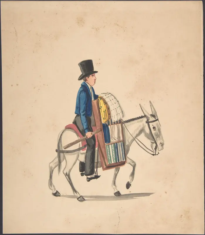 A Man Riding on a Donkey Wall Art by Anonymous, Peruvian, 19th century - High-Resolution Digital Print
