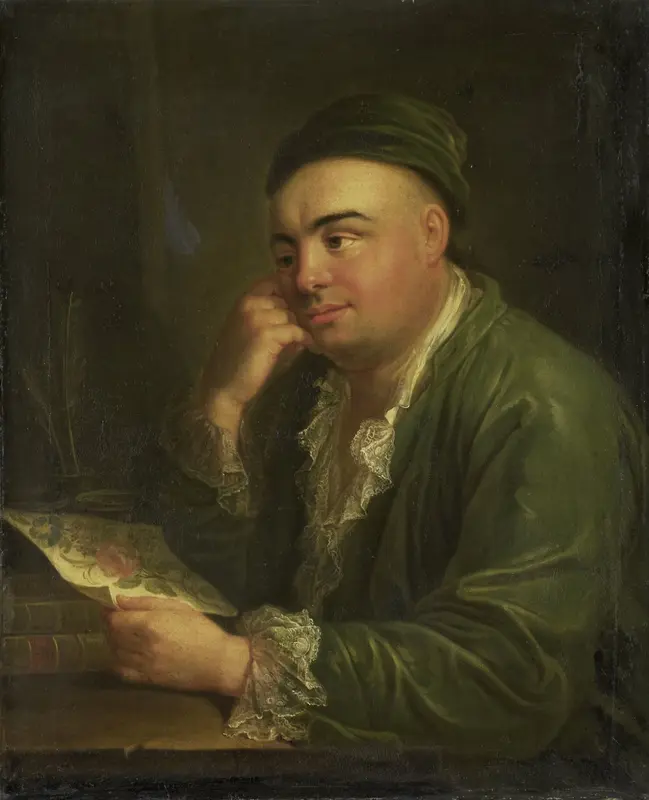A Man with a Drawing of Flowers, so-called Portrait of Jacob Feitama Jr, Merchant in Amsterdam Wall Art by anonymous - High-Resolution Digital Print