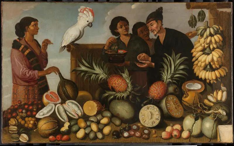 A Market Stall in Batavia Wall Art by Unknown - High-Resolution Digital Print