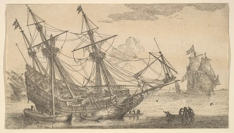 A Merchant Man Careened for Caulking the Hull Wall Art by Reinier Nooms, called Zeeman - High-Resolution Digital Print