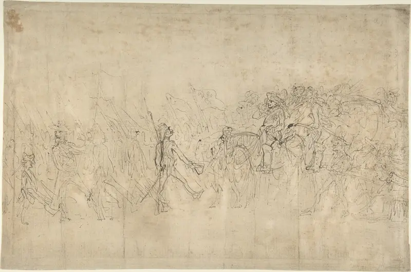 A Military Review Wall Art by Thomas Rowlandson - High-Resolution Digital Print