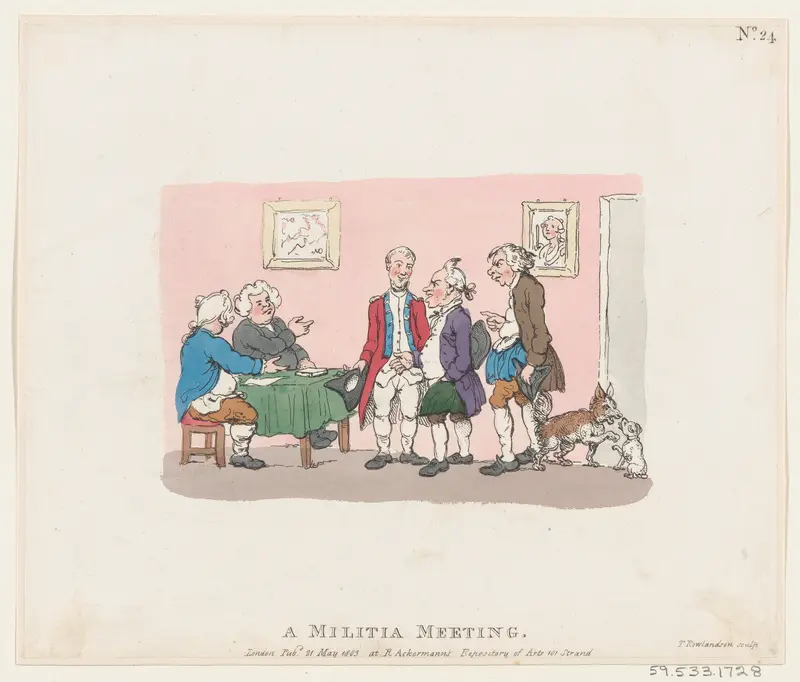 A Militia Meeting Wall Art by Thomas Rowlandson - High-Resolution Digital Print