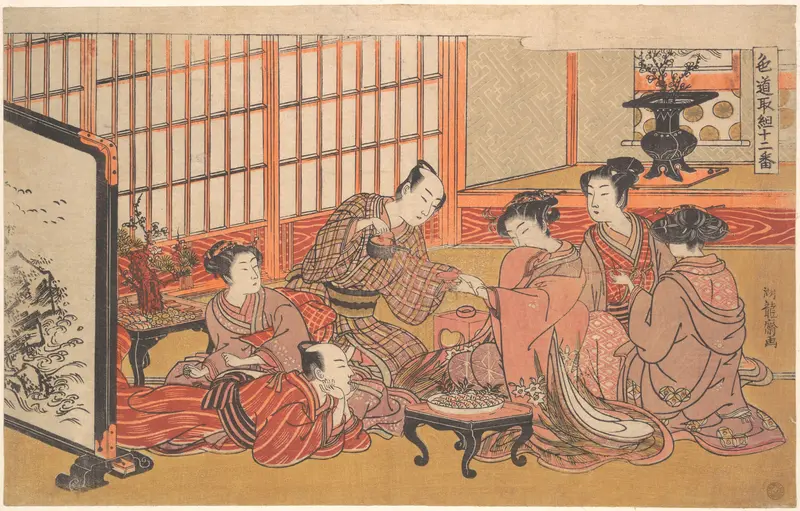 A Mock Marriage Ceremony Wall Art by Isoda Koryūsai - High-Resolution Digital Print