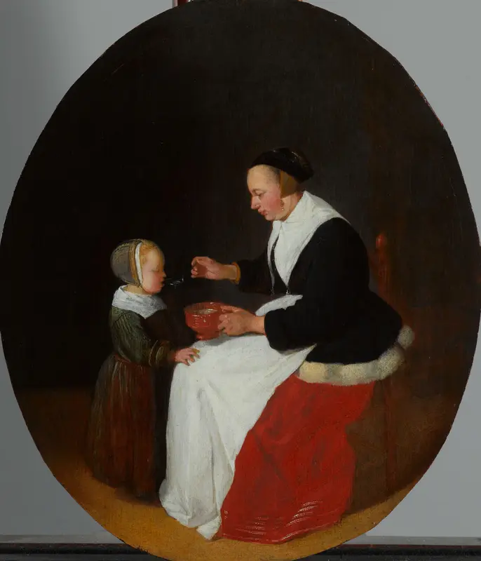 A Mother Feeding Porridge to her Child Wall Art by Quiringh Gerritsz. van Brekelenkam - High-Resolution Digital Print