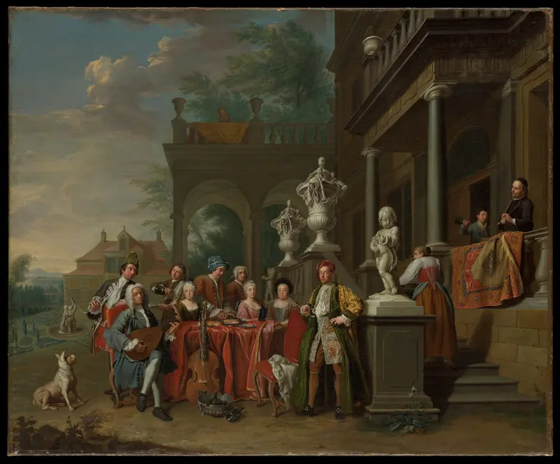 A Musical Gathering at the Court of the Elector Karl Albrecht of Bavaria Wall Art by Peter Jacob Horemans - High-Resolution Digital Print