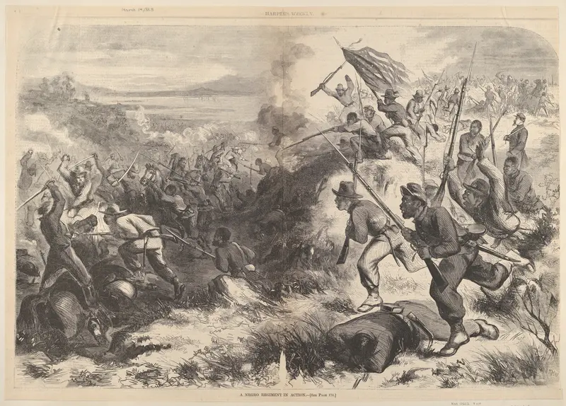 A "Negro" Regiment in Action (from "Harper's Weekly") Wall Art by Thomas Nast - High-Resolution Digital Print