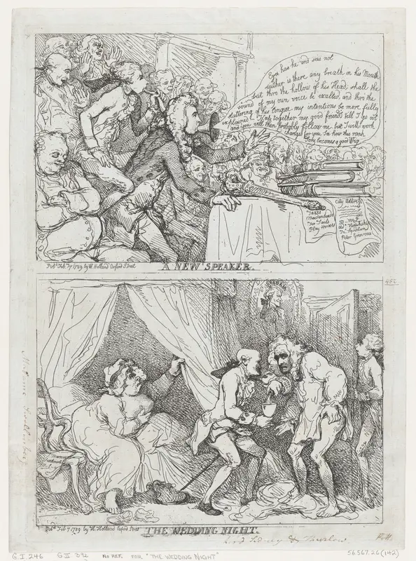 A New Speaker and The Wedding Night Wall Art by Thomas Rowlandson - High-Resolution Digital Print