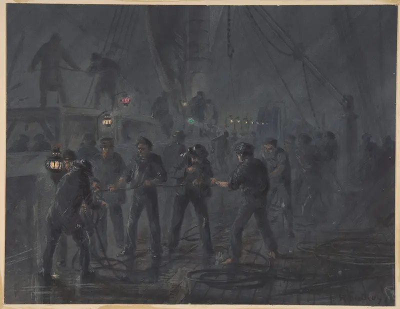 A Night Scene. The Cable Entangled and Nearly Broken, July 18th, 1866 Wall Art by Robert Charles Dudley - High-Resolution Digital Print