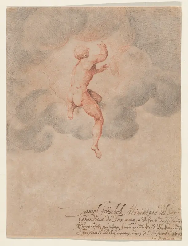 A Nude Male Seen from the Back in Clouds (after Michelangelo Buonarroti) Wall Art by Daniel Fröschl - High-Resolution Digital Print