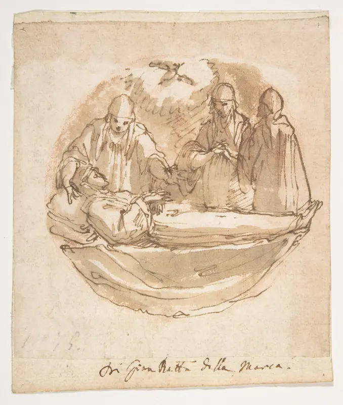 A Nun on Her Deathbed, the Holy Spirit Above Wall Art by Giovanni Battista Lombardelli (Giovanni Battista della Marca, "Il Montano") - High-Resolution Digital Print