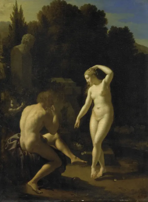 A Nymph Dancing to a Shepherd's Flute Wall Art by Adriaen van der Werff - High-Resolution Digital Print