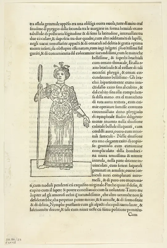 A Nymph from Hypnerotomachia Poliphili (The Strife of Love in a Dream), Plate 55 from Woodcuts from Books of the 15th Century Wall Art by Unknown Italian - High-Resolution Digital Print