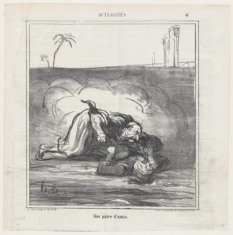 A pair of friends, from "News of the day" Wall Art by Honoré Daumier - High-Resolution Digital Print