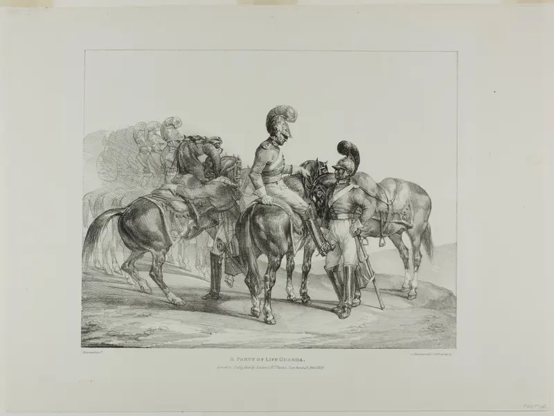 A Party of Life Guards, plate 5 from Various Subjects Drawn from Life and on Stone (The English Suite)