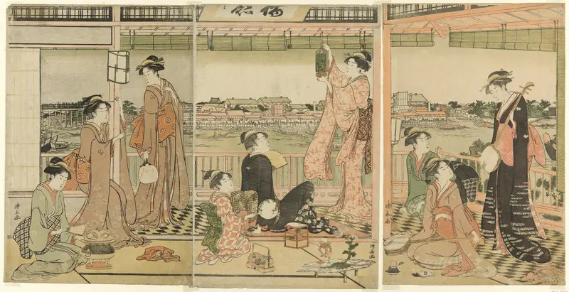 A Party Viewing the Moon Across the Sumida River