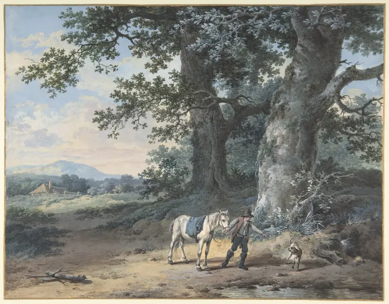 A Peasant Leading his Horse on the Outskirts of a Wood Wall Art by Pieter Barbiers II - High-Resolution Digital Print