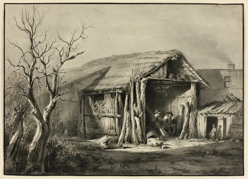 A Peasant Seated in a Shed Wall Art by Jean Jacques de Boissieu - High-Resolution Digital Print