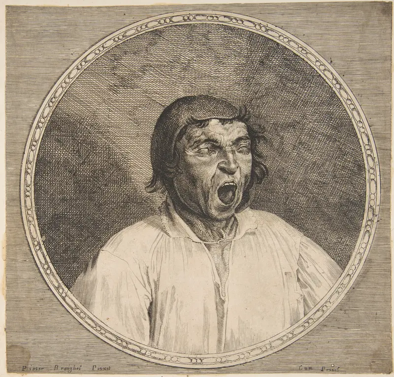 A Peasant Yawning Wall Art by Lucas Vorsterman I - High-Resolution Digital Print