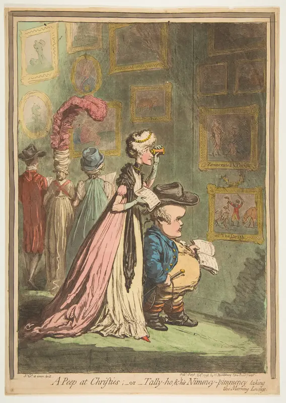 A Peep at Christies;–or–Tally-ho & his Nimeny-pimeney taking the Morning Lounge Wall Art by James Gillray - High-Resolution Digital Print
