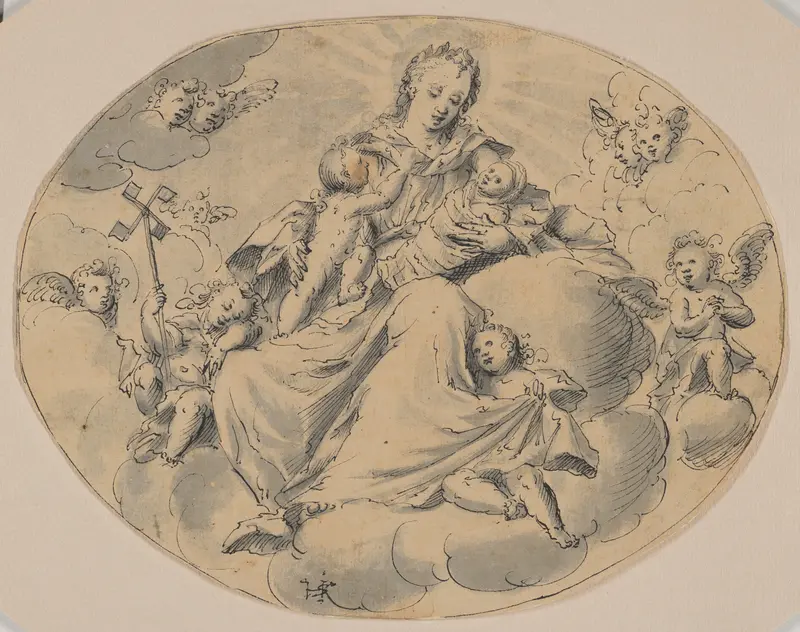 A Personification of Charity Seated on a Cloud, Surrounded by Putti Wall Art by Monogrammist HSK - High-Resolution Digital Print