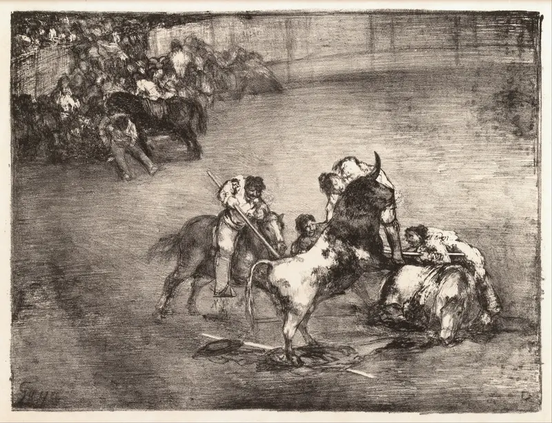 A picador caught by a bull, from the "Bulls of Bordeaux"