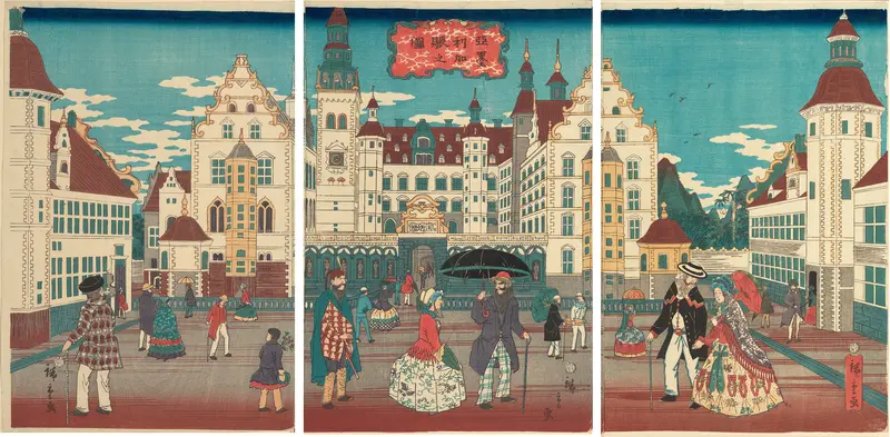 A Picture of Prosperity: America (Amerika shin no zu) Wall Art by Utagawa Hiroshige II (Shigenobu) - High-Resolution Digital Print