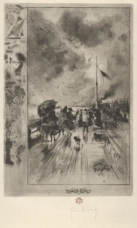A Pier in England (Une Jetée en Angleterre) Wall Art by Félix-Hilaire Buhot - High-Resolution Digital Print