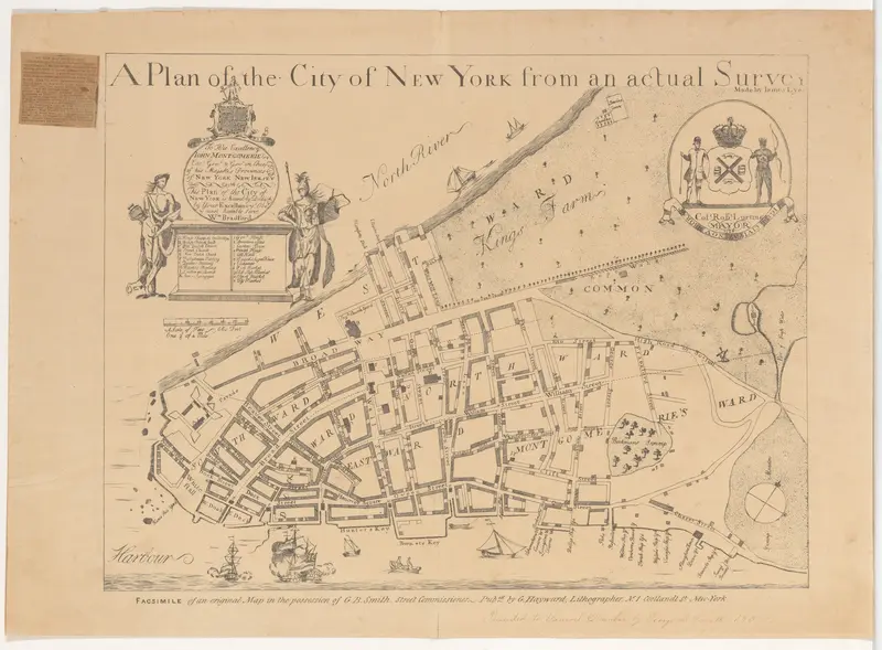 A Plan of the City of New York from an Actual Survey Made by James Lyne, 1728 Wall Art by James Lyne - High-Resolution Digital Print