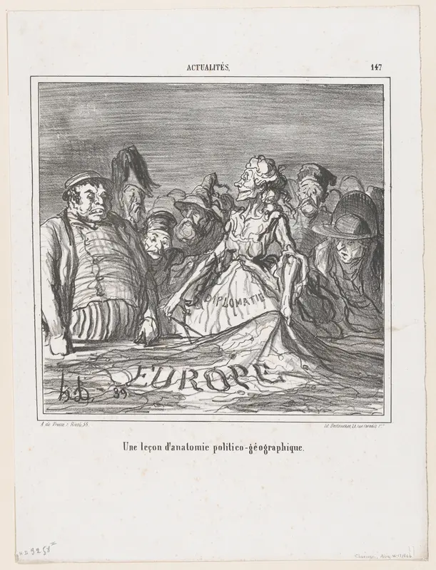 A political-geographical anatomy lesson, from 'News of the day,' published in "Le Charivari" Wall Art by Honoré Daumier - High-Resolution Digital Print