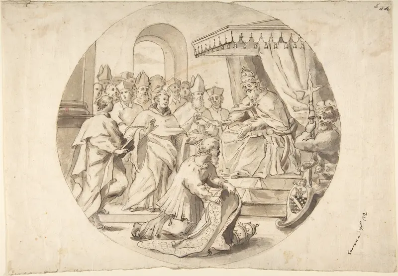 A Pope Recieving a Saint Wall Art by Anonymous, German, 18th century - High-Resolution Digital Print