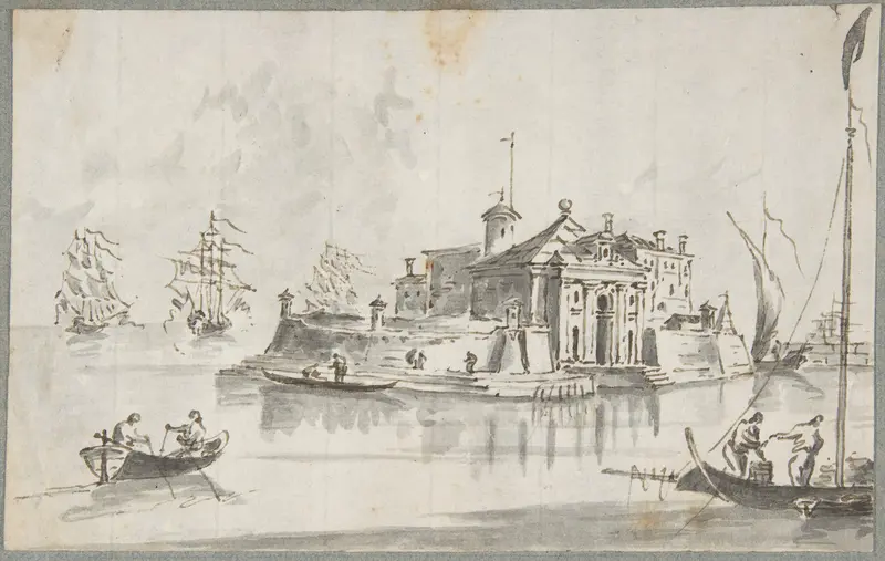 A Port near Venice: Chioggia (?) Wall Art by Giacomo Guardi - High-Resolution Digital Print