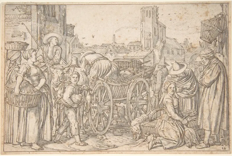 A Poultry Market in a Dutch Town Wall Art by Willem Pietersz Buytewech - High-Resolution Digital Print