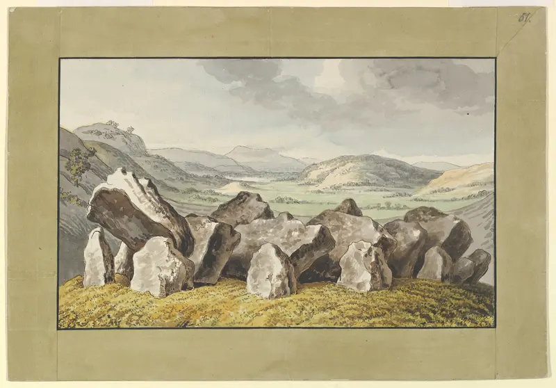 A Prehistoric Stone Circle on a Mound, an Extensive Landscape Beyond Wall Art by Johann Heinrich Wilhelm Tischbein - High-Resolution Digital Print