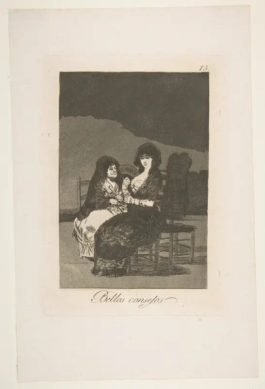 A pretty piece of advice (Bellos consejos), plate 15 from "Los Caprichos"