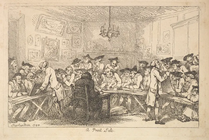 A Print Sale – A Night Auction by Thomas Rowlandson - High-Resolution Digital Print