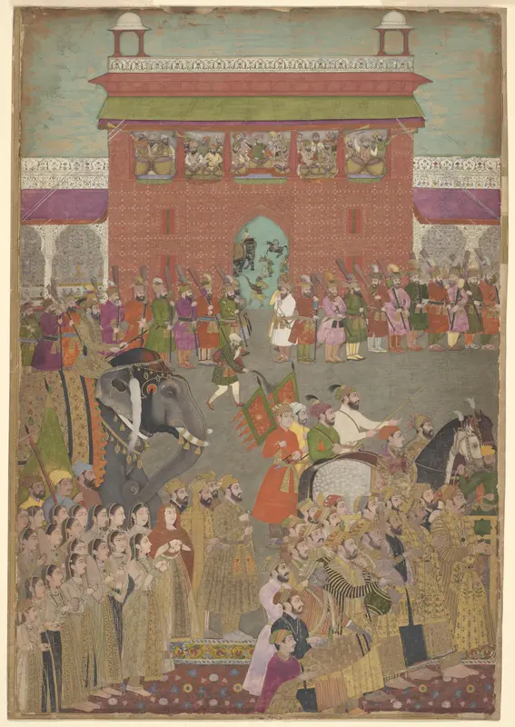 A Procession Scene with Musicians, from a copy of the Padshanama Wall Art by Mughal - High-Resolution Digital Print