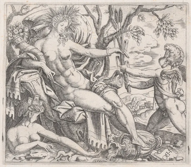 A Putto Presenting Grain to Ceres, from "Speculum Romanae Magnificentiae" Wall Art by Anonymous - High-Resolution Digital Print