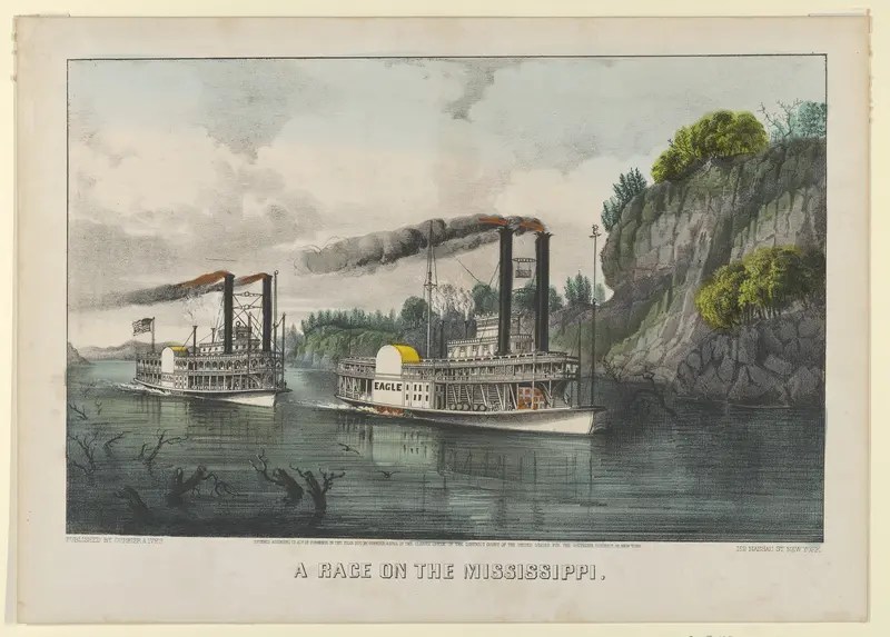 A Race on the Mississippi Wall Art by Currier & Ives - High-Resolution Digital Print