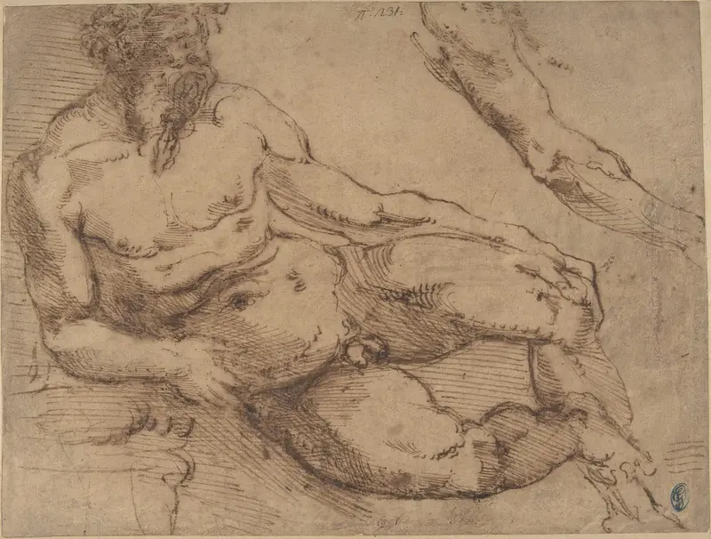 A River God (recto); Sketches for the Vestibule of the Laurenziana, Florence (verso) Wall Art by Bartolomeo Ammanati (Ammannati) - High-Resolution Digital Print