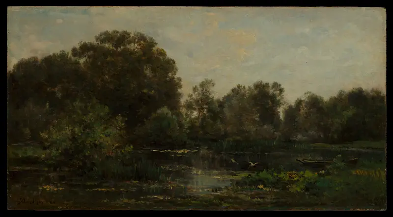 A River Landscape with Storks Wall Art by Charles-François Daubigny - High-Resolution Digital Print