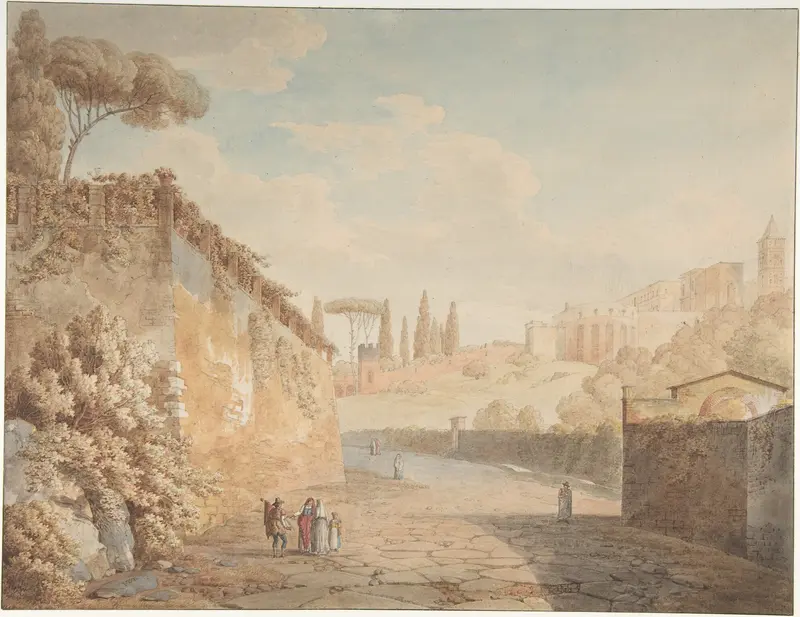 A Road below the Villa d'Este at Tivoli Wall Art by Jean Thomas Thibault - High-Resolution Digital Print