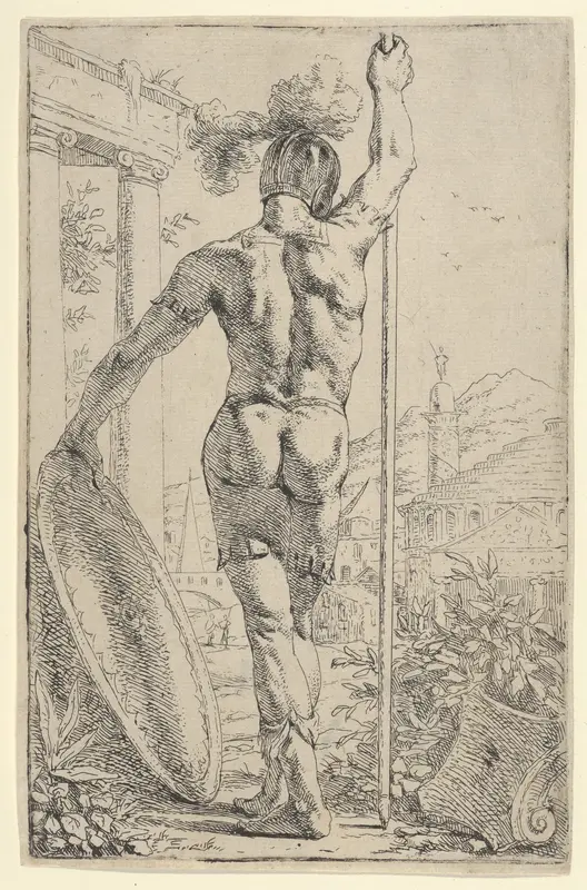 A Roman Warrior with Shield and Spear Wall Art by Leendert van der Cooghen - High-Resolution Digital Print